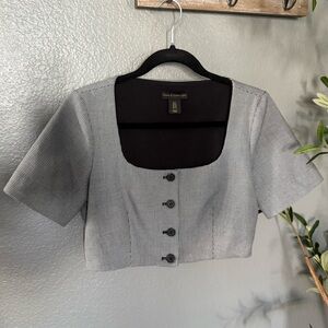 House of Harlow 1960 Black and White Cropped Blouse